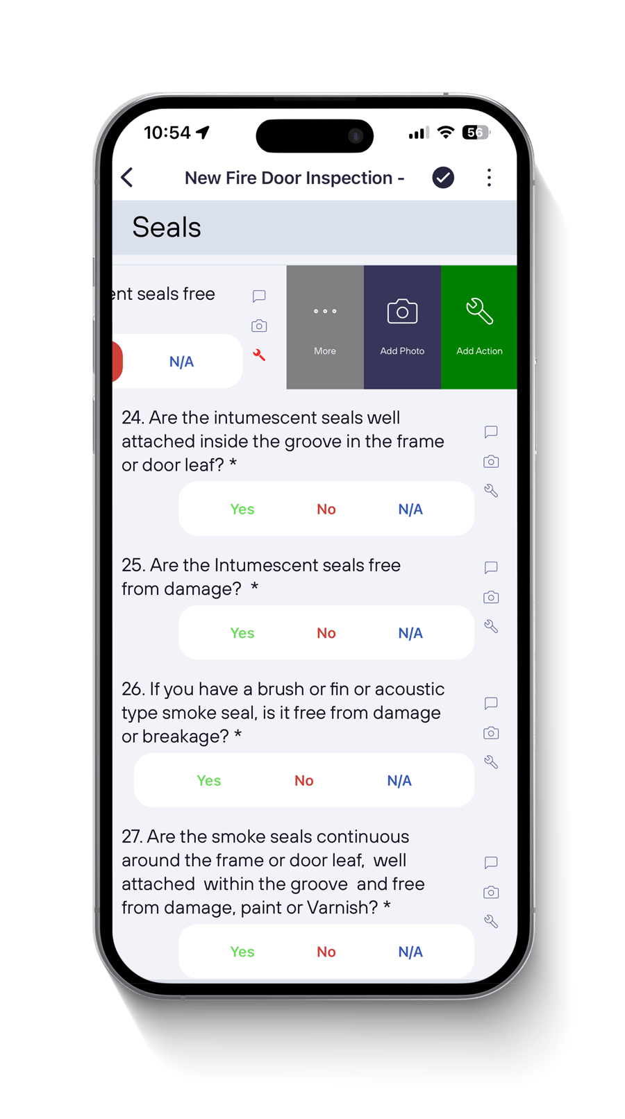 mobiess fire door inspection - actions and photos