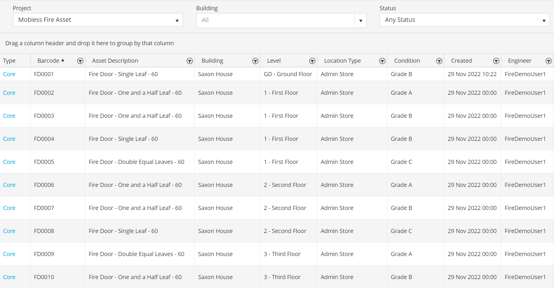 Fire Door Dashboard -Asset Register